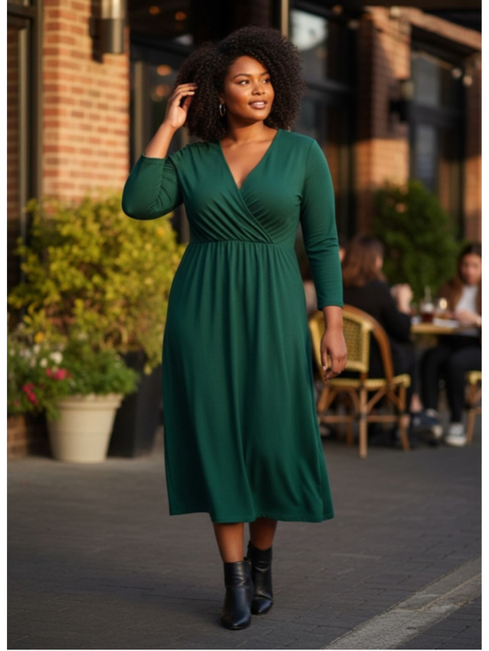 LOFT Dresses & Skirts - Women's LOFT Plus Green Long Sleeve Wrap Dress Size 16
